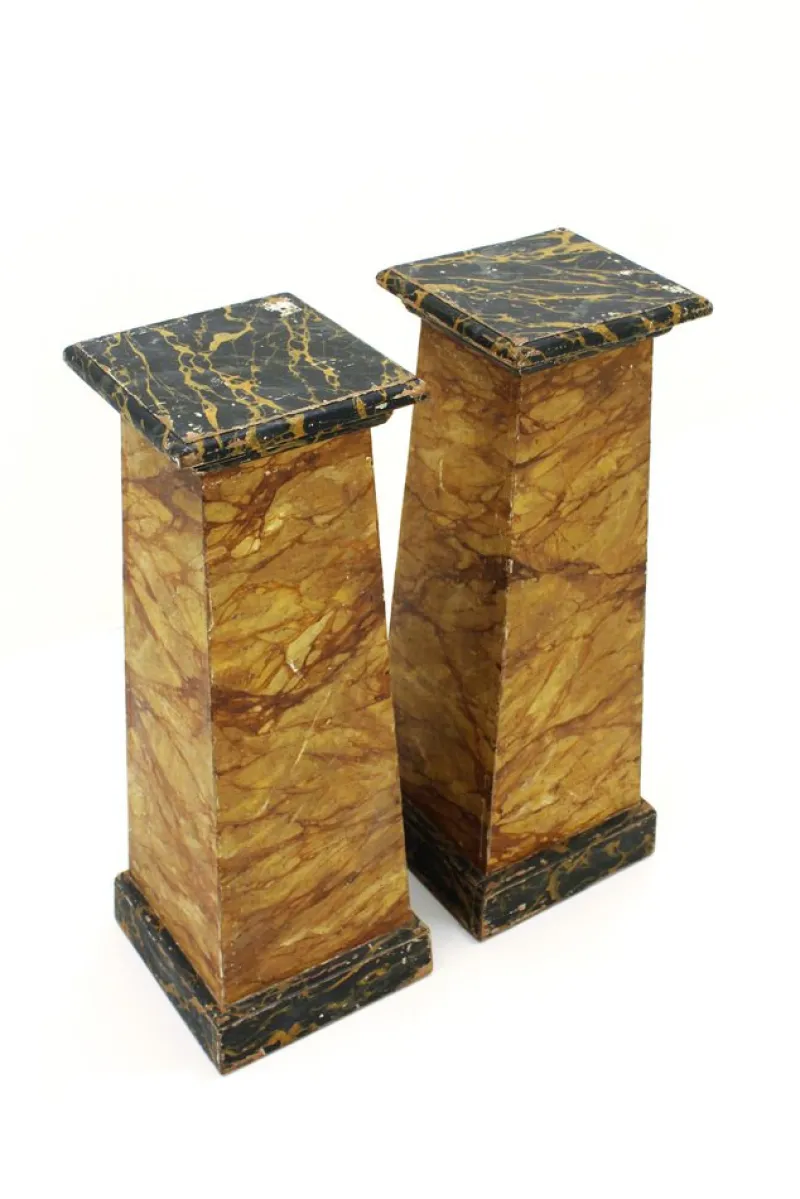 Online Pamono Faux-Marbre Wooden Pedestals, 1880, Set of 2