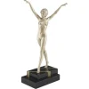 New Pamono Ferdinand Preiss, Art Deco Striding Lady, 1920s, Bronze with Marble Base