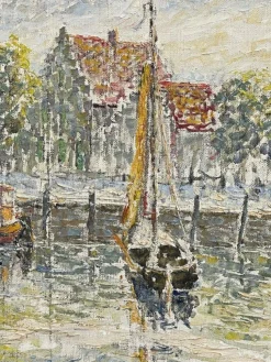 Pamono Fernand Laval, Dutch Port, 1922, Oil Painting><noscript><img width=