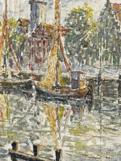 Pamono Fernand Laval, Dutch Port, 1922, Oil Painting><noscript><img width=