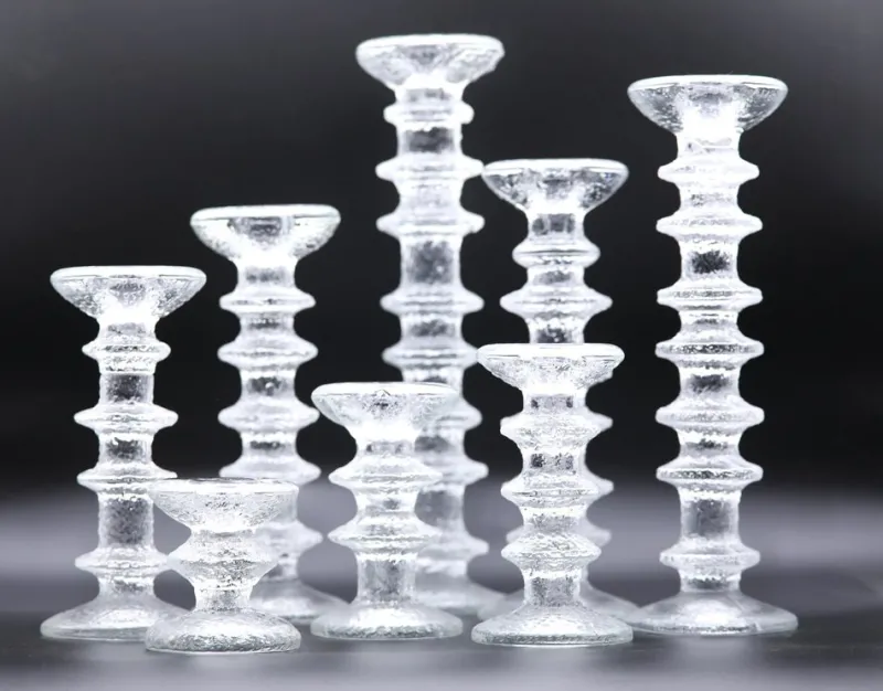 Hot Pamono Festivo Candleholders in Glass by Timo Sarpaneva for Iittala, 1960s, Set of 8