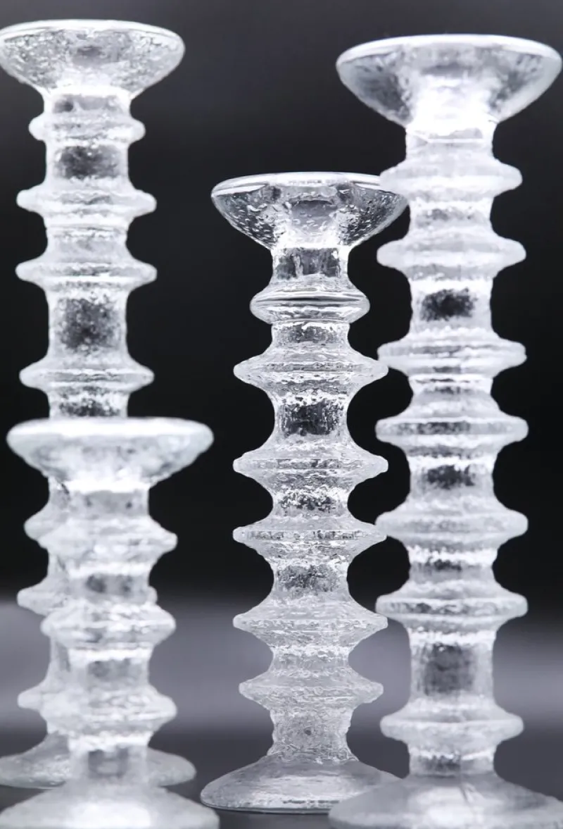 Hot Pamono Festivo Candleholders in Glass by Timo Sarpaneva for Iittala, 1960s, Set of 8