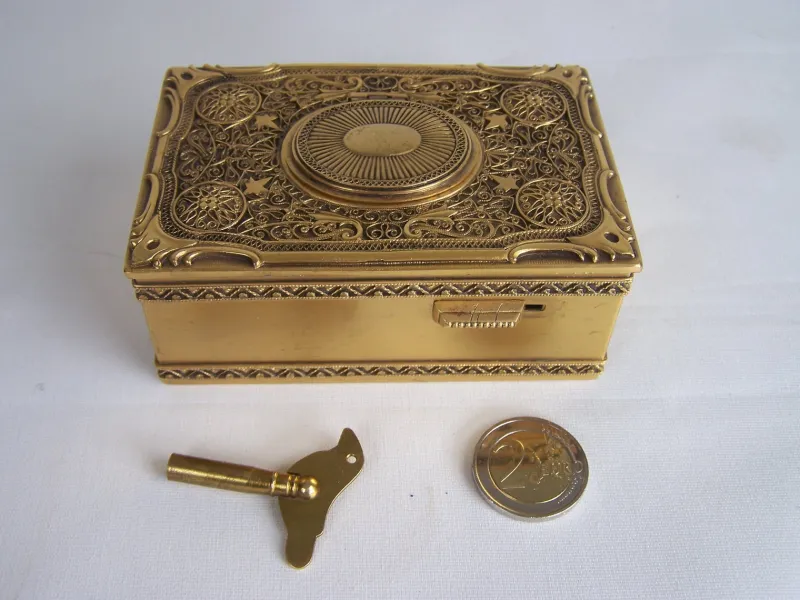 Pamono Filigree Singing Bird Box by K. Griesbaum, 1960s> Trunks Crates & Baskets