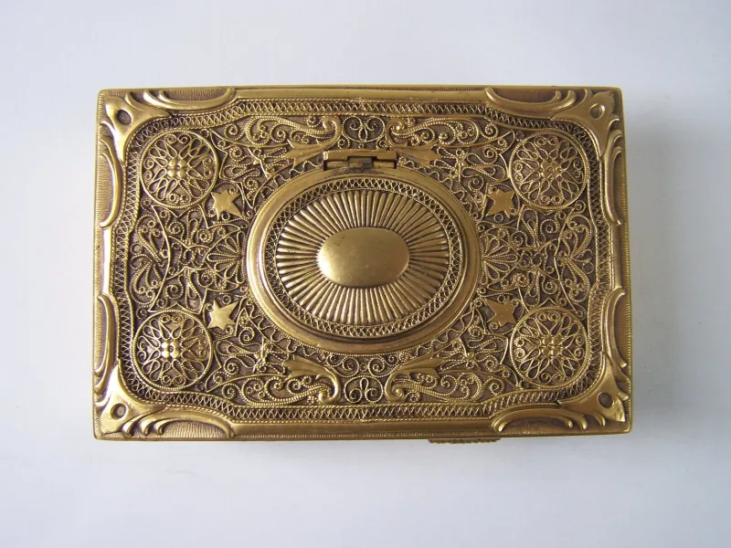 Pamono Filigree Singing Bird Box by K. Griesbaum, 1960s> Trunks Crates & Baskets