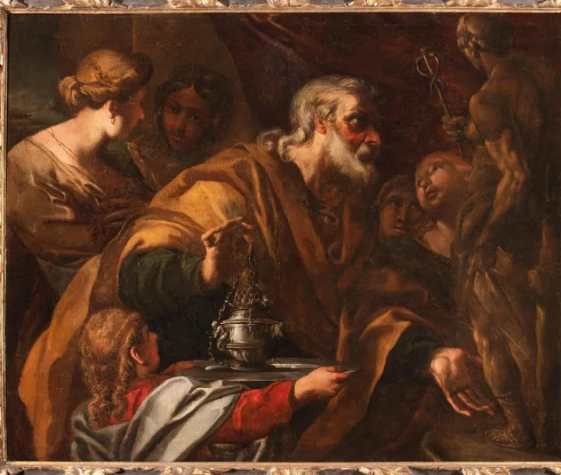 Pamono Filippo Abbiati, Figurative Scene, 1600s-1700s, Oil Painting