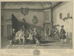 Pamono Fine Engraving Depicting an Officers Mess in the Low Countries, Holland, 1754> Posters
