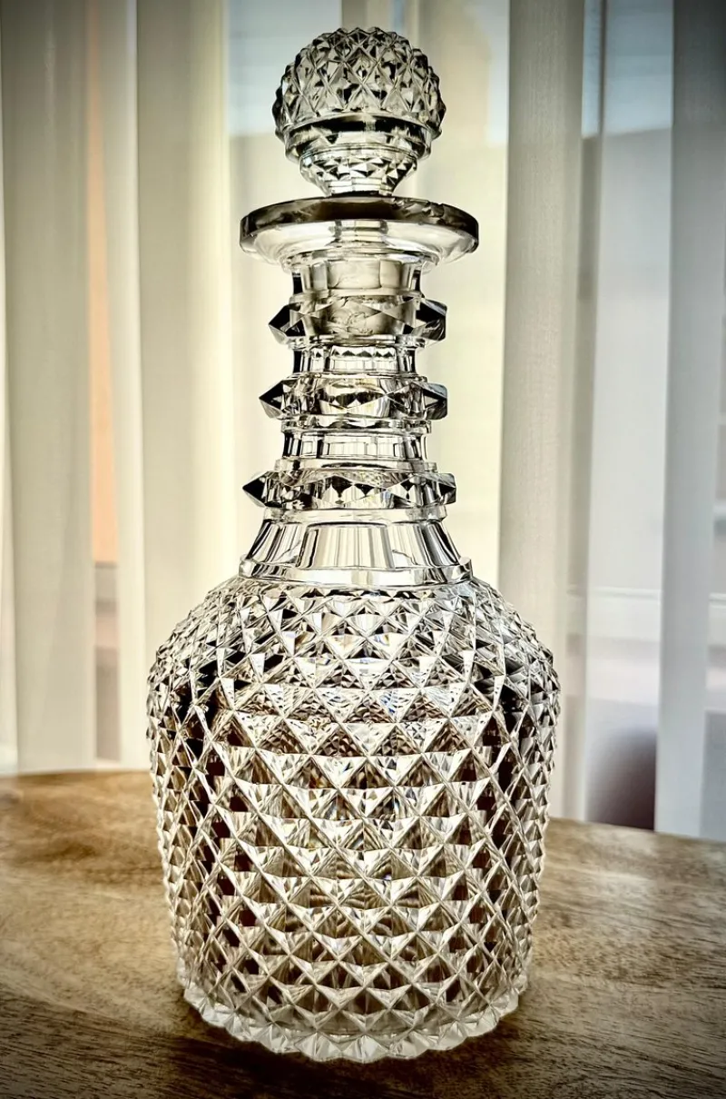 Discount Pamono Fine Regency Diamond-Cut Decanter with Original Stopper, 1820