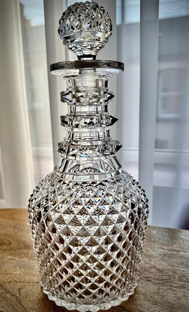 Discount Pamono Fine Regency Diamond-Cut Decanter with Original Stopper, 1820