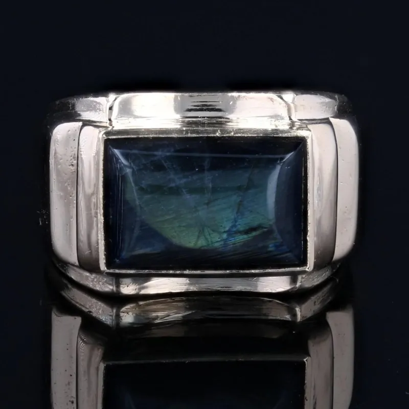 Pamono Finland Spectrolite 18 Karat Yellow Gold Signet Ring, 1950s> Rings
