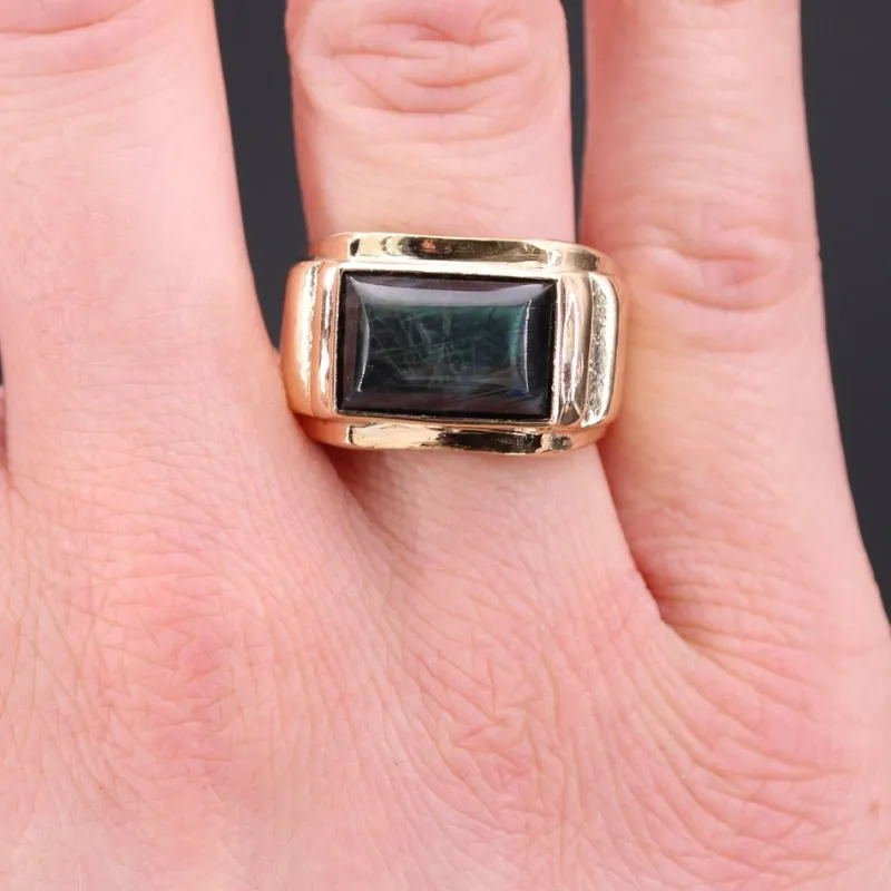 Pamono Finland Spectrolite 18 Karat Yellow Gold Signet Ring, 1950s> Rings