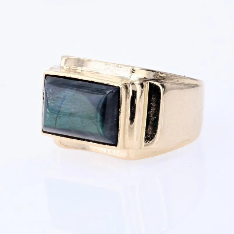 Pamono Finland Spectrolite 18 Karat Yellow Gold Signet Ring, 1950s> Rings