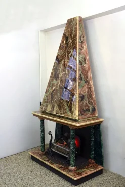 Pamono Fireplace Faux Marble With Bar Cabinet, 1950s><noscript><img width=