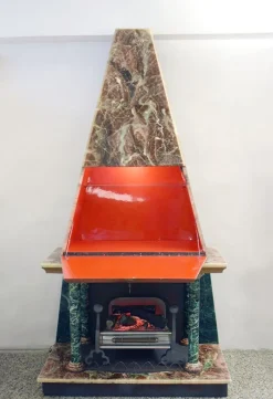 Pamono Fireplace Faux Marble With Bar Cabinet, 1950s><noscript><img width=