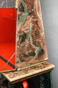 Pamono Fireplace Faux Marble With Bar Cabinet, 1950s><noscript><img width=