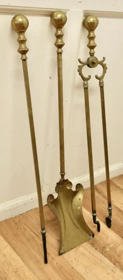 Best Pamono Fireside Tools in Brass, 1890s, Set of 3