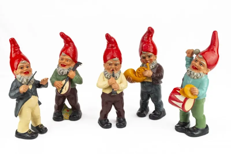 Hot Pamono First Half of the 20th Century Musical Band of 5 Gnomes from Heissner Ceramica, Set of 5
