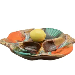 Pamono Fish and Oyster Plates with Drip Glaze from Vallauris, Set of 3> Serving Dishes