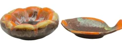 Pamono Fish and Oyster Plates with Drip Glaze from Vallauris, Set of 3><noscript><img width=