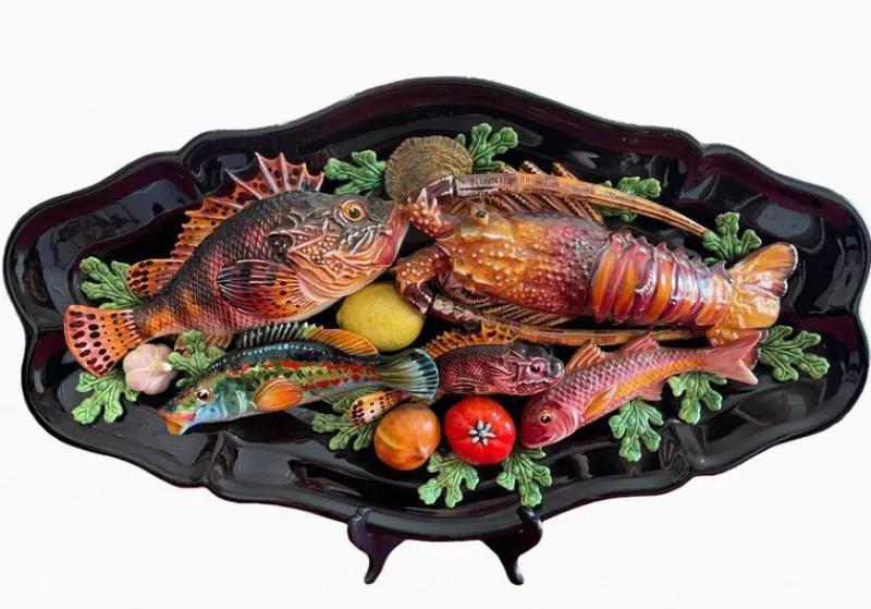 Pamono Fish and Seafood Dishes from Vallauris, Set of 3> Serving Dishes