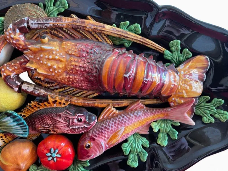 Pamono Fish and Seafood Dishes from Vallauris, Set of 3> Serving Dishes