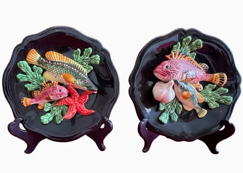 Pamono Fish and Seafood Dishes from Vallauris, Set of 3> Serving Dishes