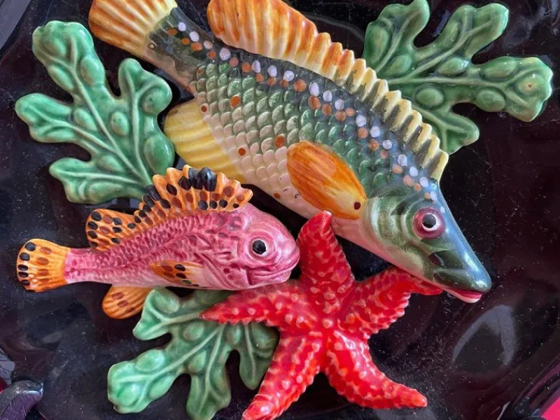 Pamono Fish and Seafood Dishes from Vallauris, Set of 3> Serving Dishes