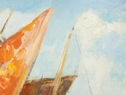Pamono Fishing Boats in Venice, Oil on Panel, Framed><noscript><img width=