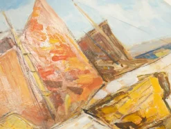 Pamono Fishing Boats in Venice, Oil on Panel, Framed><noscript><img width=