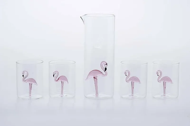 Hot Pamono Flamingo Glasses from Casarialto, Set of 4