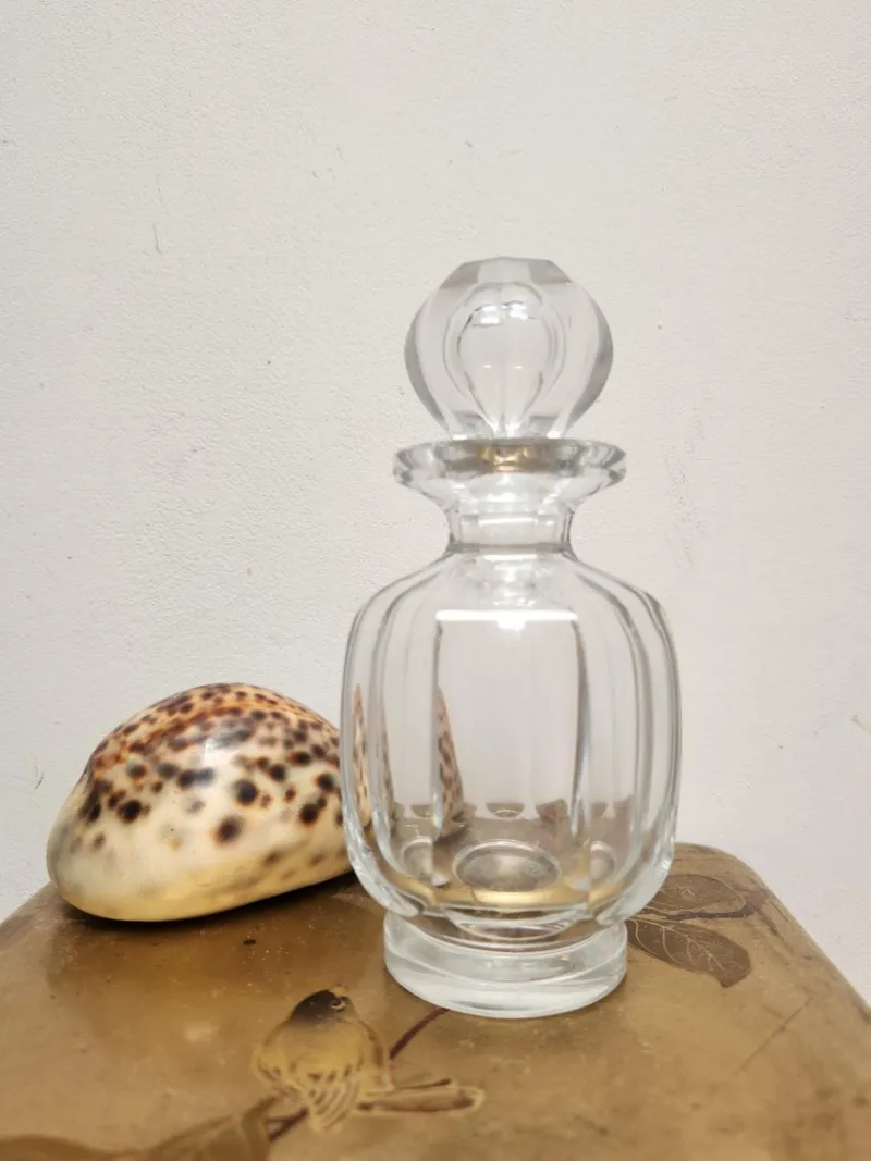 Pamono Flat Cut Clear Crystal Malmaison Perfume Bottles with Stoppers from Baccarat, 1940s, Set of 3> Bottles, Carafes & Jugs