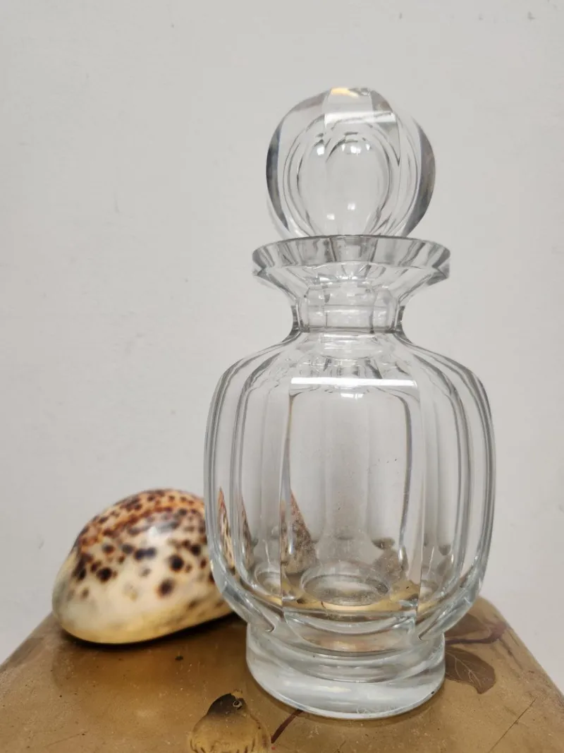 Pamono Flat Cut Clear Crystal Malmaison Perfume Bottles with Stoppers from Baccarat, 1940s, Set of 3> Bottles, Carafes & Jugs