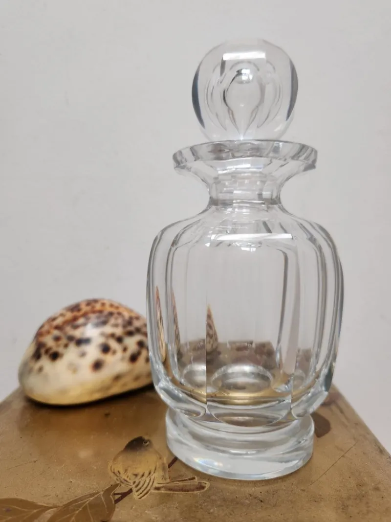 Pamono Flat Cut Clear Crystal Malmaison Perfume Bottles with Stoppers from Baccarat, 1940s, Set of 3> Bottles, Carafes & Jugs