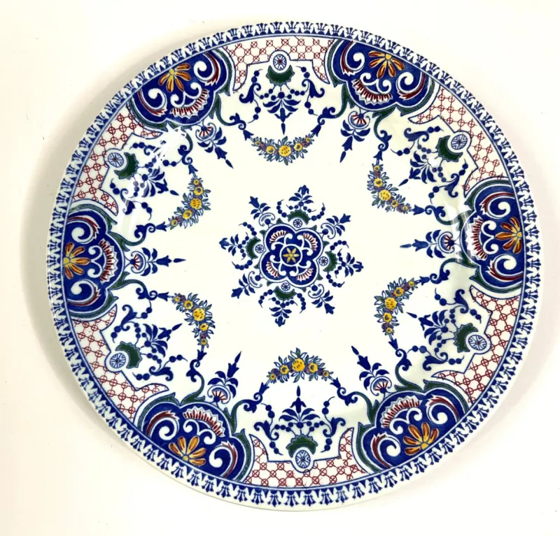 Pamono Flat Plates in Fine Earthenware by Gien, 2001, Set of 10> Dinner Plates & Bowls