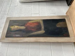 Pamono Flemish Artist, Female Portrait, Painting on Wood, 1950s