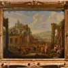 Best Pamono Flemish Artist, Landscape with Tower of Babel, 17th-18th Century, Oil on Canvas, Framed
