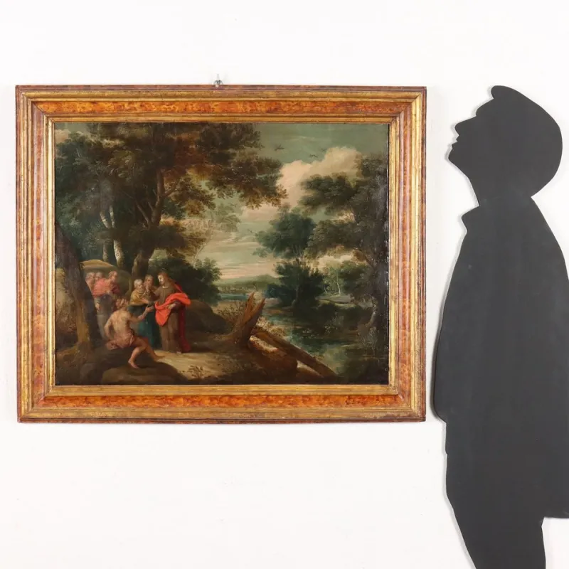 Clearance Pamono Flemish School Artist, Healing Scene, 1600s, Oil on Copper, Framed