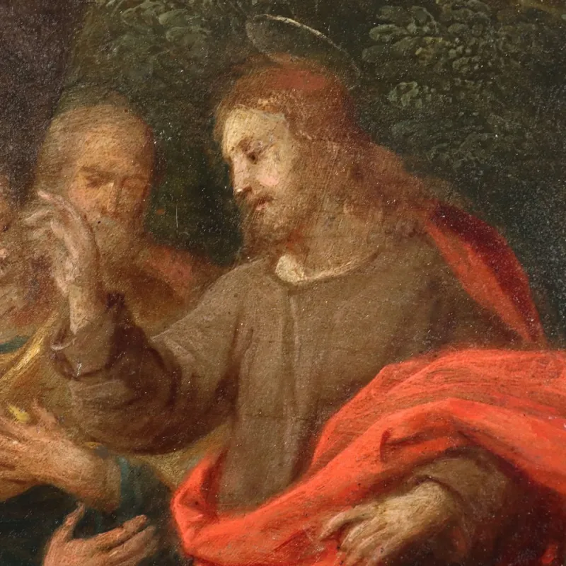 Clearance Pamono Flemish School Artist, Healing Scene, 1600s, Oil on Copper, Framed