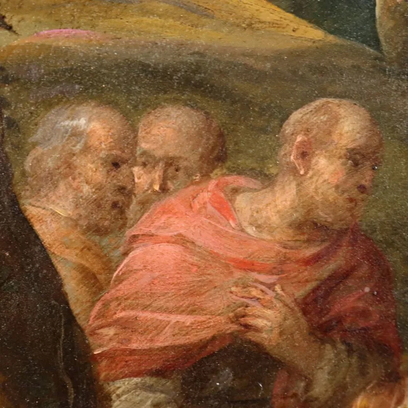 Clearance Pamono Flemish School Artist, Healing Scene, 1600s, Oil on Copper, Framed