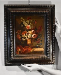 Pamono Flemish School Artist, Still Life with Flowers, 17th Century, Oil on Panel, Framed><noscript><img width=