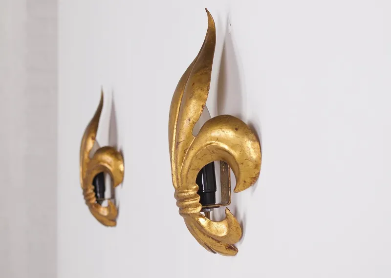 Pamono Fleur-De-Lys Wall Lights, 1970s, Set of 2