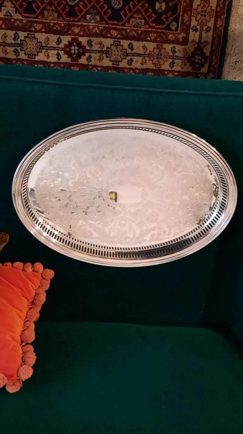 Pamono Fleuron Tray from Christofle> Trays