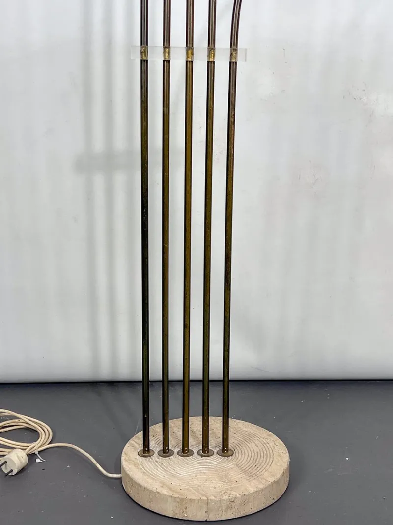 Best Pamono Floor Lamp in Brass and Travertine attributed to Goffredo Reggiani, Italy, 1960s