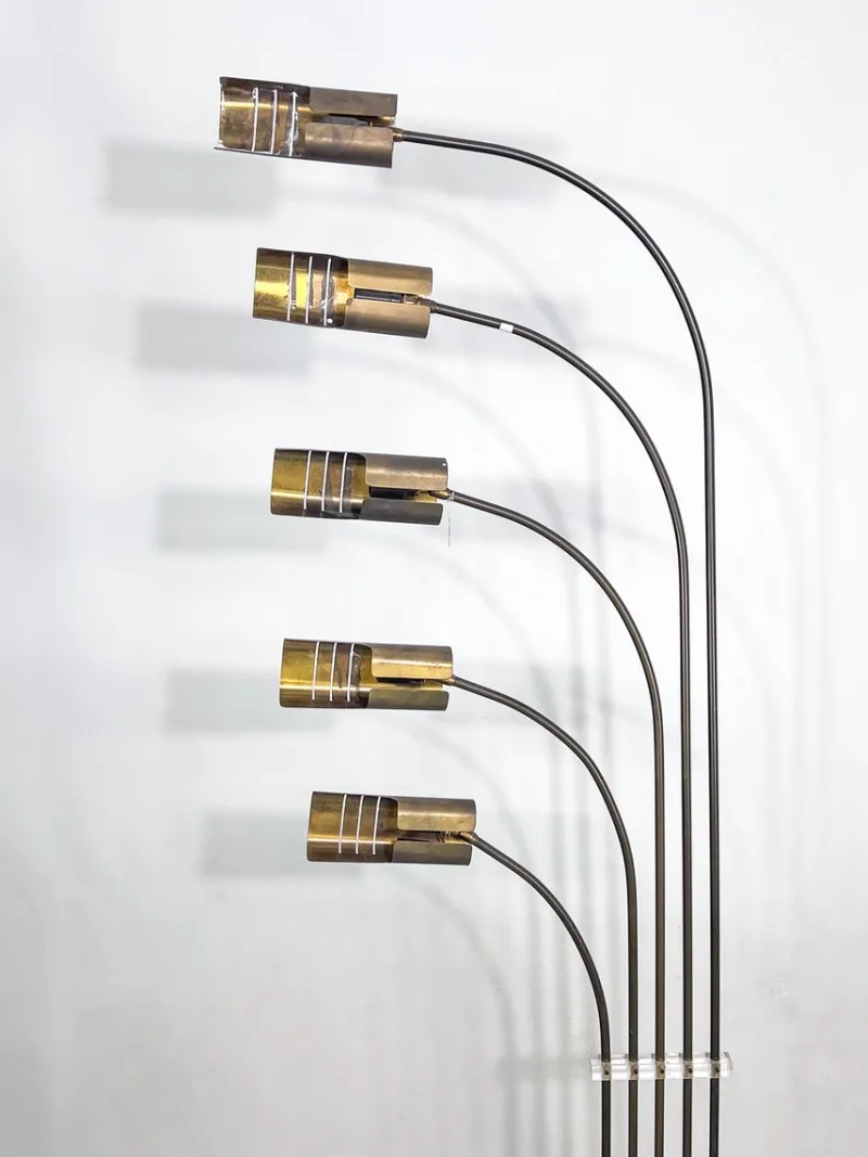 Best Pamono Floor Lamp in Brass and Travertine attributed to Goffredo Reggiani, Italy, 1960s