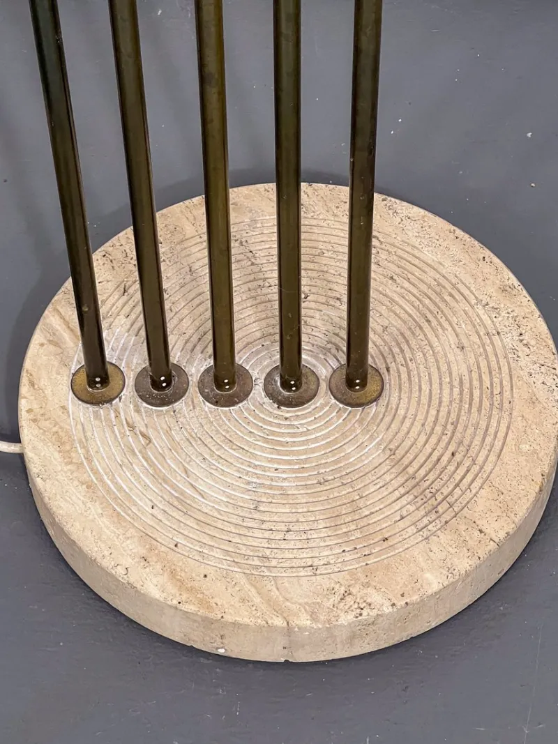 Best Pamono Floor Lamp in Brass and Travertine attributed to Goffredo Reggiani, Italy, 1960s
