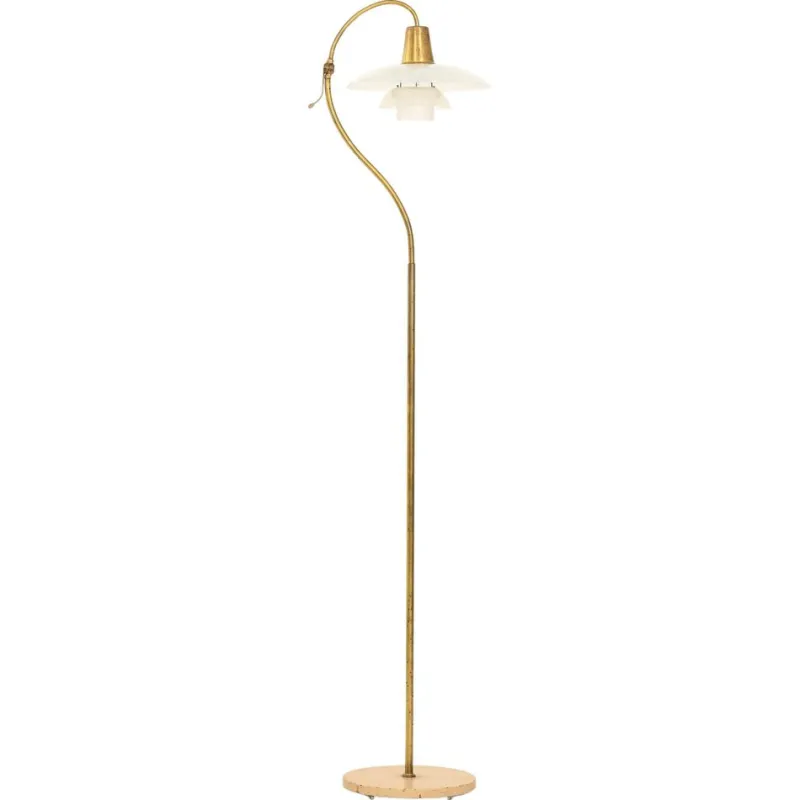 Pamono Floor Lamp in Bronze and Brass with Glass Shades attributed to Poul Henningsen, 1940s> Ceiling Lights