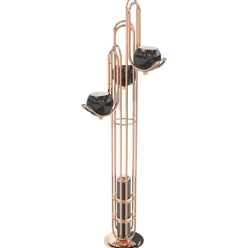 Clearance Pamono Floor Lamp in Copper with Black Globes