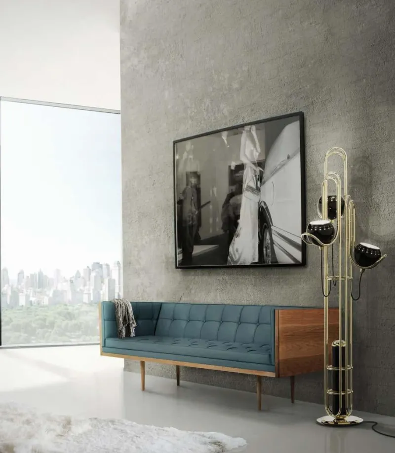 Clearance Pamono Floor Lamp in Copper with Black Globes