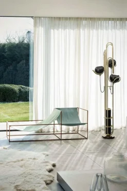 Clearance Pamono Floor Lamp in Copper with Black Globes