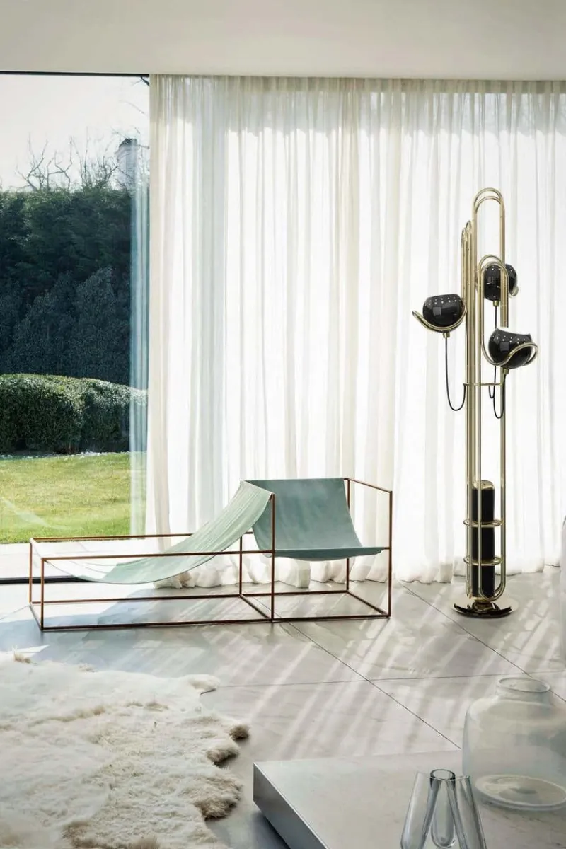 Clearance Pamono Floor Lamp in Copper with Black Globes