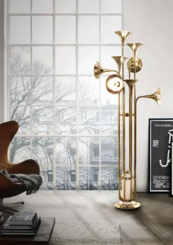 Sale Pamono Floor Lamp in Gold and Brass